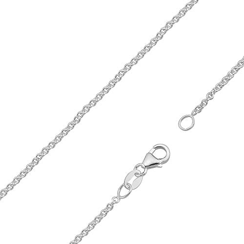 Vinani Damen Ankerkette 925 Silber - glänzend feine Gliederkette 0,7 mm Stärke Halskette für Frauen aus 925 Sterling Silber Karabiner Verschluss UB70 von Vinani