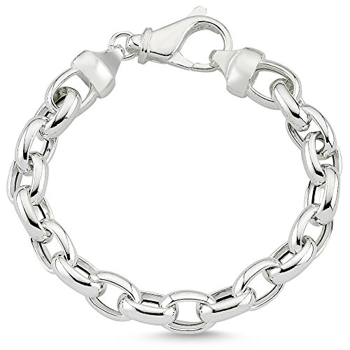 Vinani Armband Fiorentina Design massiv beweglich längliche Glieder Ösen robust glänzend 20 cm Sterling Silber 925 Italien 2AB6 von Vinani