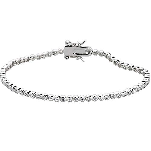 Vinani Armband dünn Zirkonia besetzt weiß glänzend 17 cm 925 Sterling Silber 2BZA17 von Vinani
