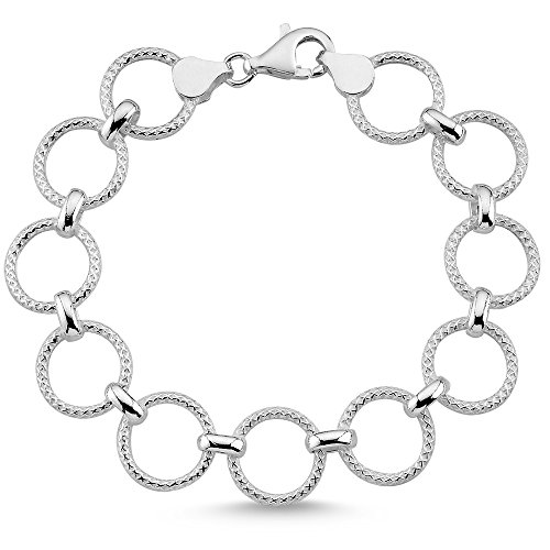 Vinani Armband x Muster mit Verzierungen beweglich runde Glieder Ösen glänzend 19,5 cm Sterling Silber 925 Italien 2AB4 von Vinani