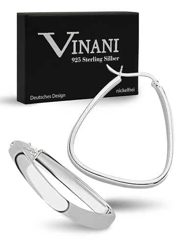 Vinani Creolen Oval Schrankenverschluss glänzend 925 Sterling Silber Ohrringe 2CSO von Vinani