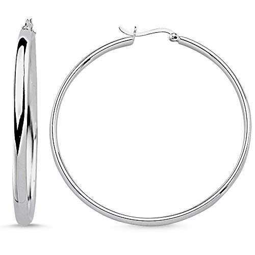 Vinani Damen Ohrringe 925 Silber - Creolen - groß rund glänzend - Schrankenverschluss - aus 925 Sterling Silber - Ohrring-Set für Frauen - 2CSC von Vinani