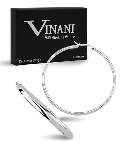 Vinani Damen Ohrringe 925 Silber - Creolen - groß rund glänzend - Schrankenverschluss - aus 925 Sterling Silber - Ohrring-Set für Frauen - 2CSC Vinani Damen Ohrringe 925 Silber - Creolen - groß rund glänzend - Schrankenverschluss - aus 925 Sterling Silber - Ohrring-Set für Frauen - 2CSC von Vinani