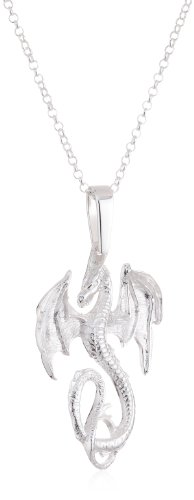 Vinani Damen Kette mit Anhänger - Drache groß glänzend - Erbskette 45 cm aus Italien - 925 Sterling Silber - ADG-T45 von Vinani