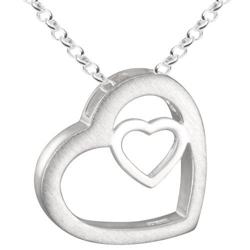 Vinani Damen Kette mit Anhänger - Herz in Herz - 45 cm Erbskette aus Italien - 925 Sterling Silber für Frauen - AHR-T45 von Vinani