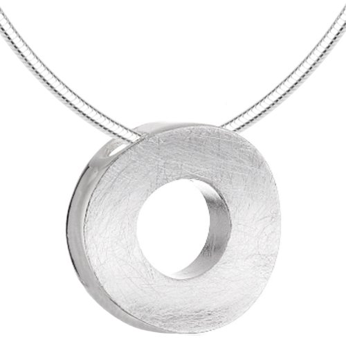 Vinani Anhänger Kreis gebürstet rund mit Schlangenkette 40 cm Sterling Silber 925 Kette Italien ACL40 von Vinani