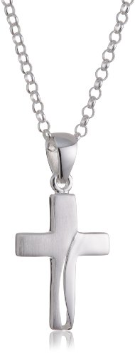 Vinani Damen Anhänger und Kette - Kreuz mattiert glänzend mit Erbskette aus 925 Sterling Silber für Frauen Kette aus Italien - Charms AKY-T45 von Vinani