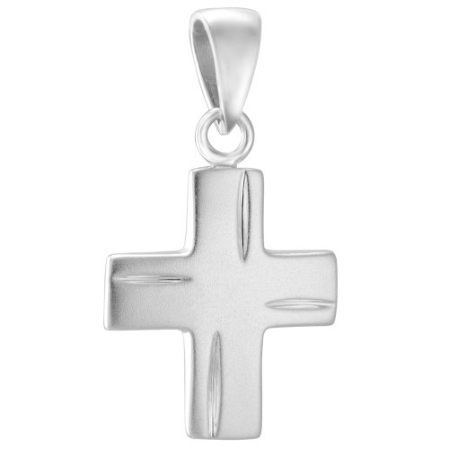 Vinani Damen Anhänger 925 Silber - Kreuz mittelgroß diamantiert mattiert - 925 Sterling Silber - für Ketten AKM-EZ von Vinani