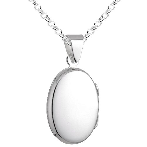 Vinani Anhänger Medaillon oval glänzend zum Öffnen mit Erbskette 40 cm Sterling Silber 925 Kette Italien AMO-T40 von Vinani