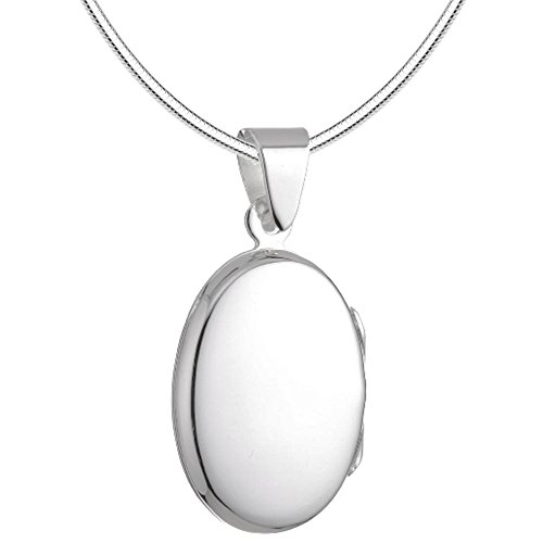 Vinani Anhänger Medaillon oval glänzend zum Öffnen mit Schlangenkette 42 cm Sterling Silber 925 Kette Italien AMO-S42 von Vinani