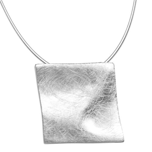 Vinani Anhänger Quadrat gebürstet mit Schlangenkette 40 cm Sterling Silber 925 Kette Italien AQG40 von Vinani