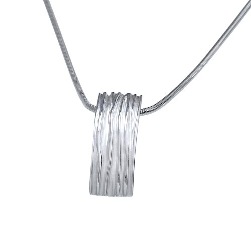 Vinani Anhänger Rechteck Streifen mattiert glänzend mit Schlangenkette 50 cm Sterling Silber 925 Kette Italien ARI50 von Vinani