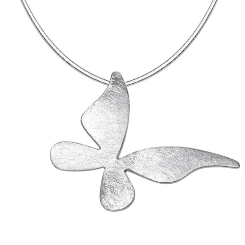 Vinani Damen Kette mit Anhänger - Schmetterling gebürstet - Schlangenkette aus Italien - 925 Sterling Silber für Frauen - ASL42 von Vinani