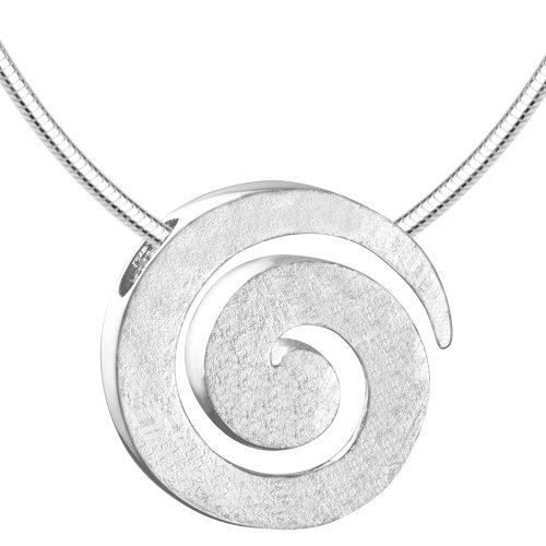 Vinani Damen Anhänger mit Kette - Spirale gebürstet mit Schlangenkette - 925 Sterling Silber - Halskette aus Italien ASR40 von Vinani