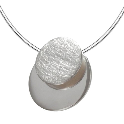 Vinani Damen Halskette mit Anhänger - Doppelter Kreis gebürstet glänzend - Schlangenkette aus Italien - 925 Sterling Silber - ADK50 Vinani Damen Halskette mit Anhänger - Doppelter Kreis gebürstet glänzend - Schlangenkette aus Italien - 925 Sterling Silber - ADK50 von Vinani