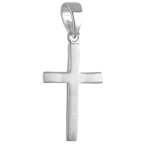 Vinani Damen Kreuz-Anhänger aus 925 Sterling Silber für Kinder, Frauen und Herren schmales Kreuz mattiert AKX-EZ von Vinani