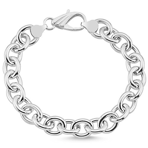 Vinani Damen Armband Fiorentina Design massiv beweglich ovale Glieder Ösen robust glänzend 19,5 cm 925 Sterling Silber aus Italien 2AB5 von Vinani