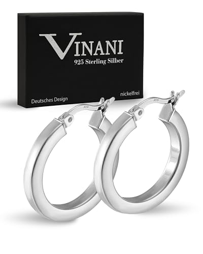 Vinani Creolen schlicht glänzend Sterling Silber 925 Ohrringe Hänger CFC von Vinani