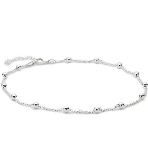 Vinani Damen Fußkettchen 925 Silber - kleine Kugeln Perlen glänzend 23 cm auf 26 cm verlängerbar hochwertig aus 925 Sterling Silber Fußkette FKK von Vinani
