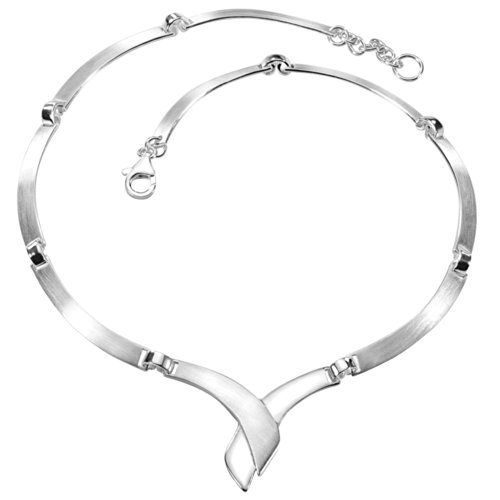 Vinani Damen Halskette 925 Silber - Collier gekreuzt geschwungen beweglich mattiert glänzend aus 925 Sterling Silber Kette für Frauen Italien KCF von Vinani