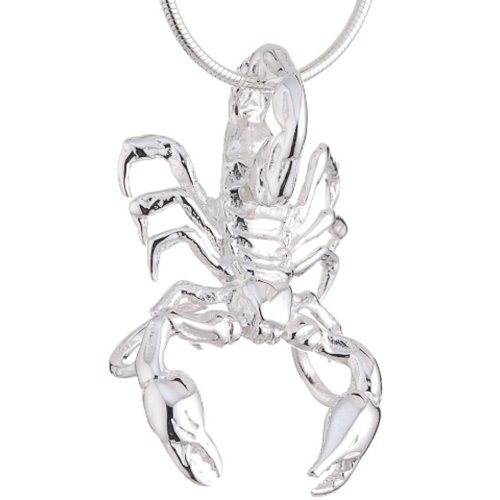 Vinani Damen Kette mit Anhänger - Skorpion glänzend - Schlangenkette 42 cm aus Italien - 925 Sterling Silber für Frauen - ASC-S42 von Vinani