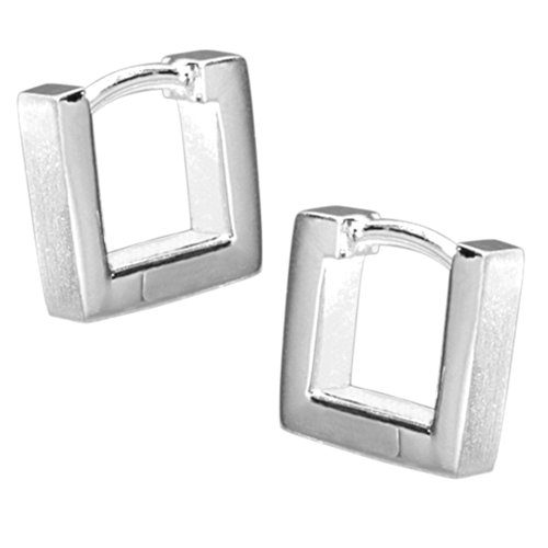 Vinani Damen Ohrringe 925 Silber - Klapp-Creolen - viereckig klein mattiert - Ohrring Set für Frauen aus 925 Sterling Silber CSQ von Vinani