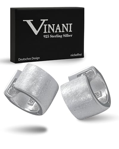 Vinani Damen Ohrringe 925 Silber - Klapp-Creolen gebürstet - 925 Sterling Silber für Frauen CBG Vinani Damen Ohrringe 925 Silber - Klapp-Creolen gebürstet - 925 Sterling Silber für Frauen CBG von Vinani
