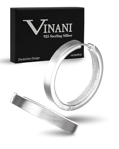 Vinani Damen Ohrringe 925 Silber - Klapp-Creolen groß mattiert glänzend - Ohrringe aus 925 Sterling Silber für Frauen - CSC von Vinani