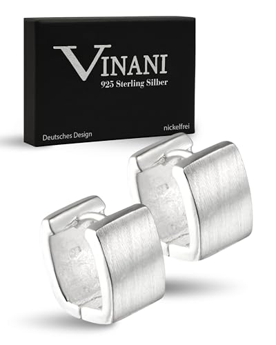 Vinani Klapp-Creolen viereckig abgerundet mattiert-glänzend Sterling Silber 925 Ohrringe CUM von Vinani