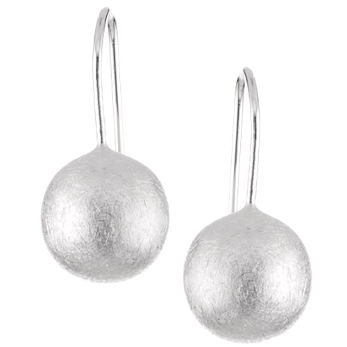 Vinani Damen Ohrringe 925 Silber - Ohrhänger Kugel gebürstet aus 925 Sterling Silber Set für Frauen OHR von Vinani