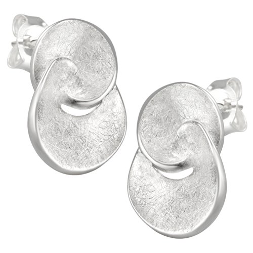 Vinani Damen Ohrstecker 925 Silber - 2 verschlungene Kreise gebürstet - aus 925 Sterling Silber - Ohrringe für Frauen - OVDB von Vinani