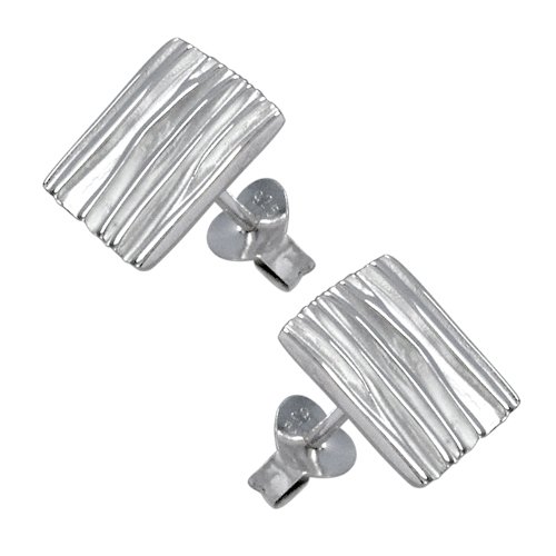 Vinani Damen Ohrstecker 925 Silber - Rechteck mattiert glänzend - Ohrring Set für Frauen aus 925 Sterling Silber OER von Vinani