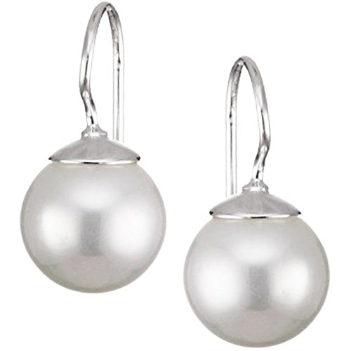 Vinani Damen Perlen Ohrringe 925 - Silber Ohrring Set aus 925 Sterling Silber für Frauen - großer weißer Muschelkern - OPL von Vinani