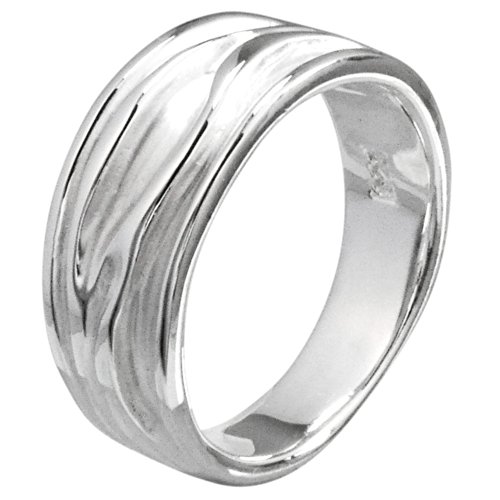 Vinani Damen Ring 925 Silber - Baum Rillen Design - sandgestrahlt glänzend aus 925 Sterling Silber - Größe 64 (20.4) - RER64 von Vinani