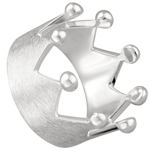 Vinani Damen Ring 925 Silber - Krone - gebürstet - mit glänzenden Spitzen - aus 925 Sterling Silber - für Frauen - RKR60 von Vinani