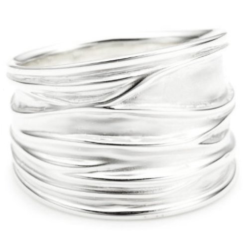 Vinani Ring breit Struktur sandgestrahlt glänzend Sterling Silber 925 Größe 54 (17.2) RBM54 von Vinani