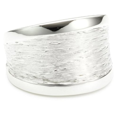 Vinani Damen Ring 925 Silber - Rillenmotiv massiv gebürstet Seiten glänzend aus 925 Sterling Silber für Frauen - RMG60 von Vinani