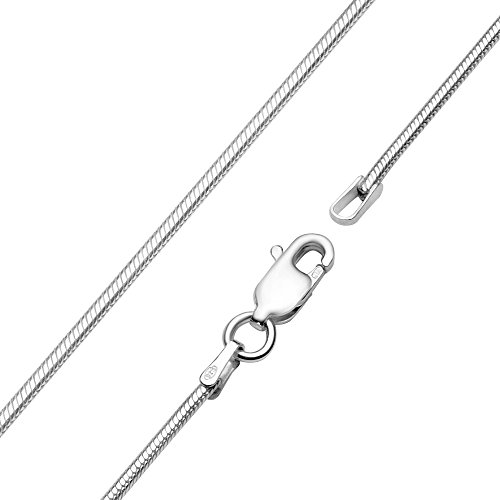 Vinani Damen Halskette 925 - Schlangenkette ohne Anhänger für Frauen, etwas stärker Italien hochwertig aus 1,4 mm 925 Sterling Silber 925 Kette S455 von Vinani