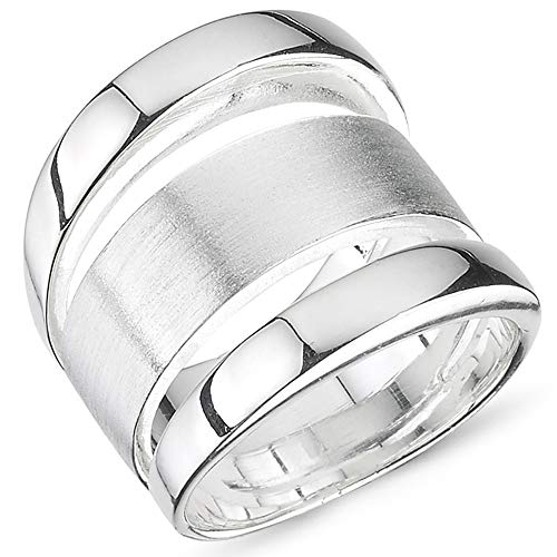 Vinani Design 3 fach Ring flach und abgerundet glänzend mattiert 925 Sterling Silber Größe 56 (17.8) 2RBF56 von Vinani