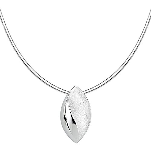 Vinani Design Anhänger Mandel Auge elegant geschwungen gebürstet glänzend mit Schlangenkette 40 cm Sterling Silber 925 Kette Italien Linse 2ARA-S40 von Vinani