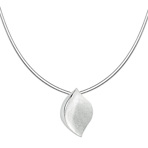 Vinani Design Anhänger Mandel Auge elegant geschwungen gebürstet glänzend mit Schlangenkette 40 cm Sterling Silber 925 Kette Italien Linse 2ARU-S40 von Vinani