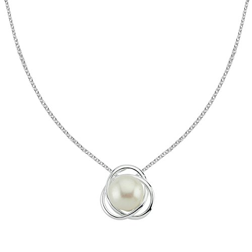Vinani Design Anhänger mit Süßwasserzuchtperle elegant glänzend mit Fiorentina Kette 45 cm Sterling Silber 925 Kette Italien Natur Perle 2APG-F345 von Vinani