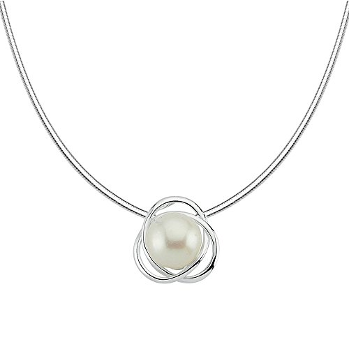 Vinani Design Anhänger mit Süßwasserzuchtperle elegant glänzend mit Schlangenkette 42 cm Sterling Silber 925 Kette Italien Natur Perle 2APG-S42 von Vinani