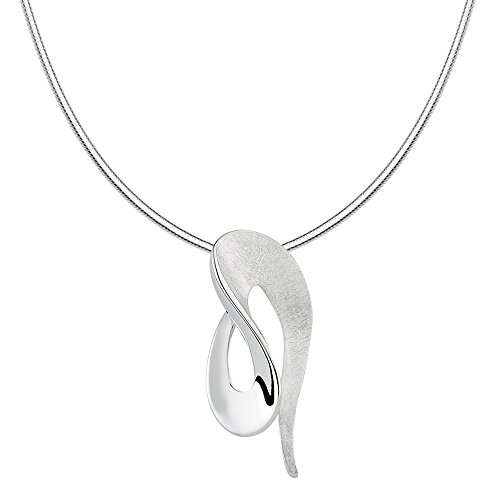 Vinani Design Anhänger verschlungen elegant geschwungen gebürstet glänzend mit Schlangenkette 40 cm Sterling Silber 925 Kette Italien 2AMG-S40 von Vinani