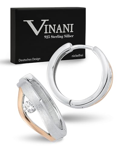 Vinani Design Klapp-Creolen rund Zirkonia weiß rosevergoldet 925 Sterling Silber Ohrringe 2CGA Vinani Design Klapp-Creolen rund Zirkonia weiß rosevergoldet 925 Sterling Silber Ohrringe 2CGA von Vinani