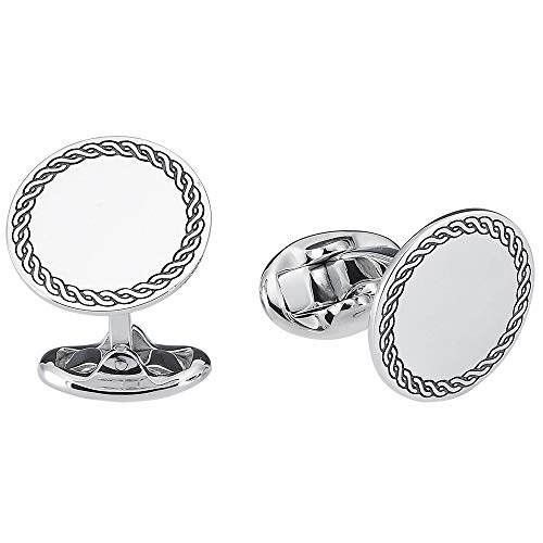 Vinani Design Manschettenknöpfe rund Seil Kreis geschwärzt glänzend 925 Sterling Silber Herren Anzug Hemd 2MAC von Vinani