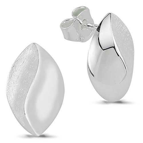Vinani Design Ohrstecker Mandel Auge elegant geschwungen gebürstet glänzend Sterling Silber 925 Ohrringe Linse 2OSV von Vinani