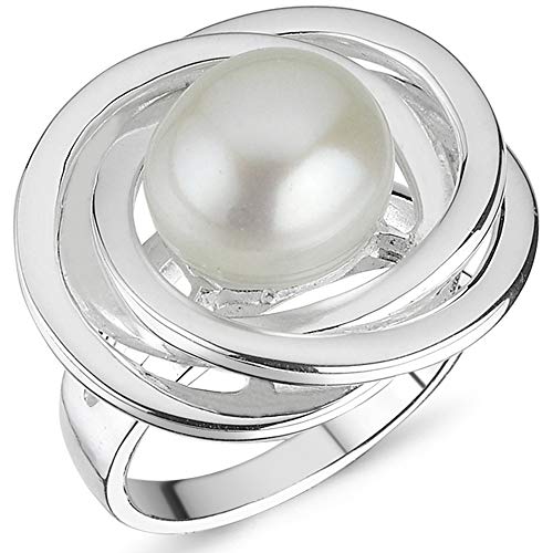 Vinani Design Ring Süßwasserperle Spirale glänzend 925 Sterling Silber Perle Größe 58 (18.5) 2RLT58 von Vinani