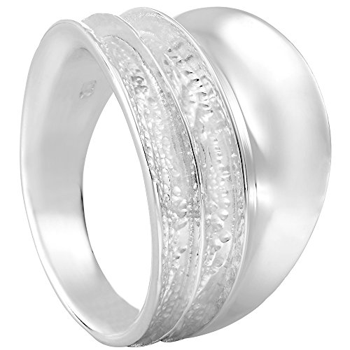 Vinani Design Ring breit 3 fach gewölbt gehämmert glänzend Sterling Silber 925 Größe 58 (18.5) 2RBV-58 von Vinani