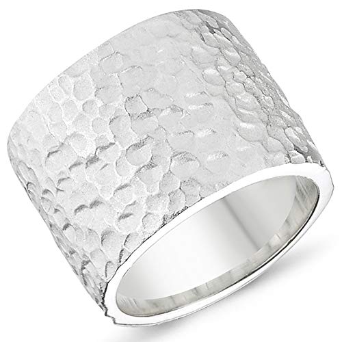 Vinani Design Ring breit gehämmert massiv mattiert schlicht 925 Sterling Silber Größe 54 (17.2) 2RBA54 von Vinani